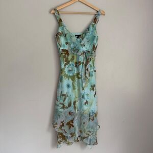 VIntage Believe Floral Handkerchief Hem Midi Dress 8 Garden Fairy Romantic